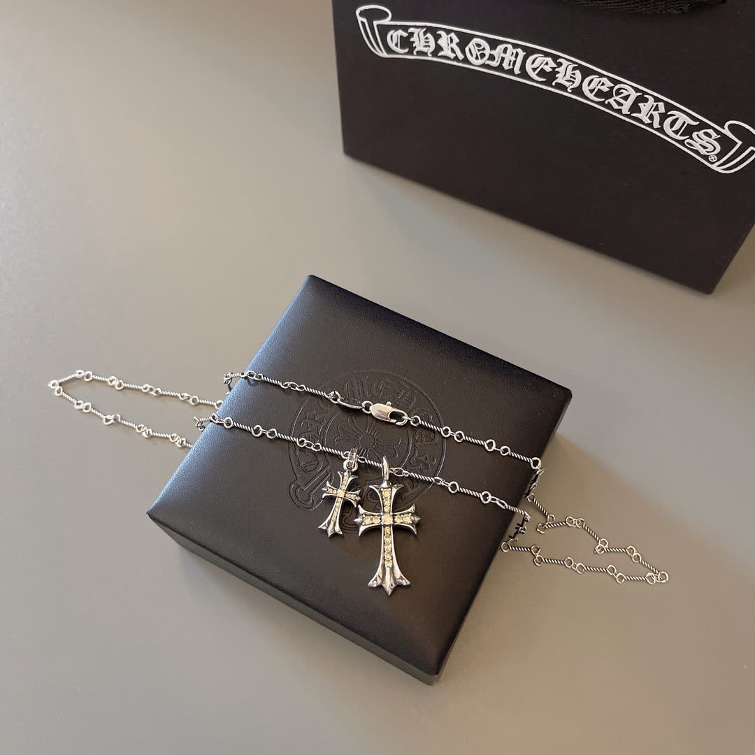 Chrome Hearts Silver Cross Pendant Necklace